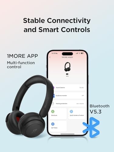 Elevate Your Child’s Audio Adventure with 1 MORE HQ20 Sono Flow Mini Wireless Bluetooth Headphones – Safe Volume Control, 65-Hour Battery Life, Comfortable Over-Ear Design & Built-in Microphone for Seamless Android & i OS Compatibility (Black) – The Ultimate Choice for Young Audiophiles Seeking Quality and Comfort