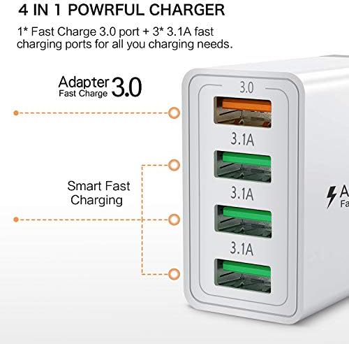 Boxeroo 4-Port USB C Wall Charger Fast Charge 3.0 – Dual Pack, High-Speed Multi-Device Adapter for i Phone 11 Pro Max, Galaxy S10+ & More – Superior Compatibility, Compact Design, Rapid Power Delivery for Home and Travel