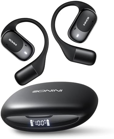 Open Ear Wireless Bluetooth Earbuds – 40 Hours of Playtime, IPX5 Waterproof Sports Headphones with Smart Power Display, Enhanced Call Clarity, Secure Fit for Active Lifestyles, Perfect for Running and Outdoor Activities