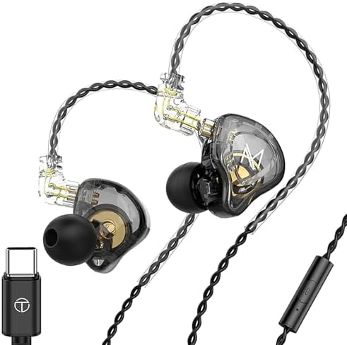 FEDAI TRN MT1 High-Fidelity In-Ear Monitor Earbuds – Premium 10 mm Dynamic Driver Technology, Detachable Cable for Customization, Built-in Microphone for Effortless Calls, Sleek Black Design for Audiophiles and Everyday Use – Unmatched Sound Quality and Versatile Device Compatibility