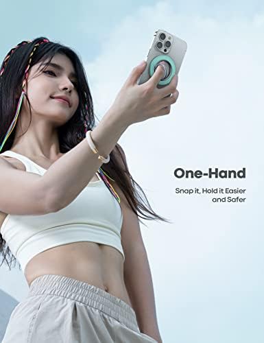 Lamicall 360° Rotatable Magnetic Phone Ring Holder for Mag Safe – Lightweight Grip & Kickstand Compatible with i Phone 12/13/14/15/16 Series, Misty Black – Enhanced Magnetic Strength and Flexibility for Secure One-Handed Use and Wireless Charging Convenience