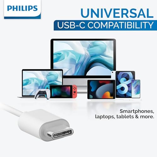 Philips USB-C Wired Earbuds with Microphone – Lightweight In-Ear Headphones Offering Powerful Bass and Seamless Compatibility for Calls and Music Control, Stylish Black Design for Daily Use and Extended Comfort