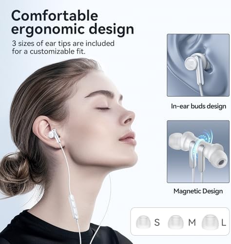 Experience Unmatched Audio Clarity with Premium USB C Earbuds – Optimally Designed for Samsung S25, S24, S23 Ultra & i Phone 16 Pro Max – Wired Noise-Canceling In-Ear Headphones with Integrated Microphone & Volume Controls – Ideal for Audiophiles and Professionals Seeking Superior Sound Quality – Perfect for Daily Commutes, High-Intensity Workouts, and Relaxation – Enjoy Ultimate Comfort with Magnetic In-Ear Design – Engineered for Durability and Longevity with High-Quality Materials – Effortlessly Compatible with Pixel 9 and Other Devices – Transform Your Listening Experience with Advanced Noise Isolation and Rich Stereo Sound for an Immersive Journey into Music and Calls