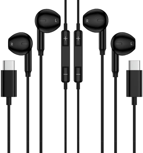 Premium USB-C Wired Earbuds for Samsung Galaxy S Series & i Phone 16 – Unrivaled Sound Clarity, Ergonomic Comfort, and Extensive Device Compatibility – Dual Pack for Enhanced Listening Experience
