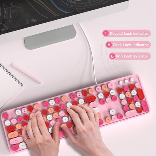 Illuminate Your Workspace with the Large Print Backlit Keyboard – Ergonomic USB Wired Multimedia Keyboard with Rainbow LED Lighting for Enhanced Comfort and Visibility on Windows PCs & Laptops