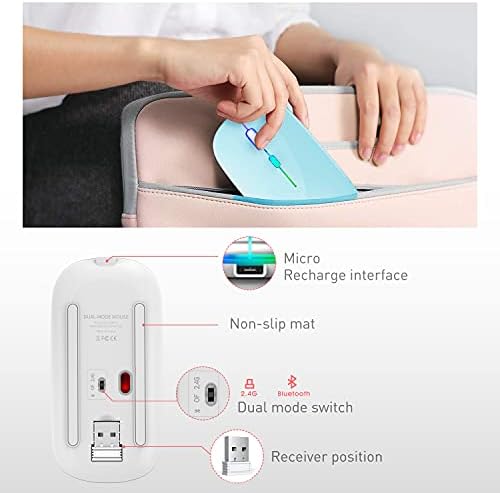 Sleek Bluetooth Wireless Mouse for Mac, Windows & i Pad – Ergonomic Design, High-Precision Navigation, Rechargeable & Dual-Mode Compatibility (Gray & Black) – Elevate Your Productivity with Clutter-Free Connectivity