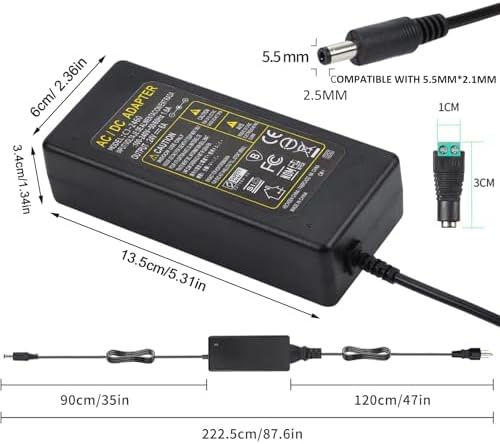 Universal 24 V DC Power Supply Adapter – 6 A, 144 W AC to DC Converter with Dual Output (5.5 mm x 2.5 mm & 2.1 mm) – Ideal for LED Strip Lights, CCTV Cameras, and Printers – Enhanced Stability and Compatibility for Optimal Device Performance