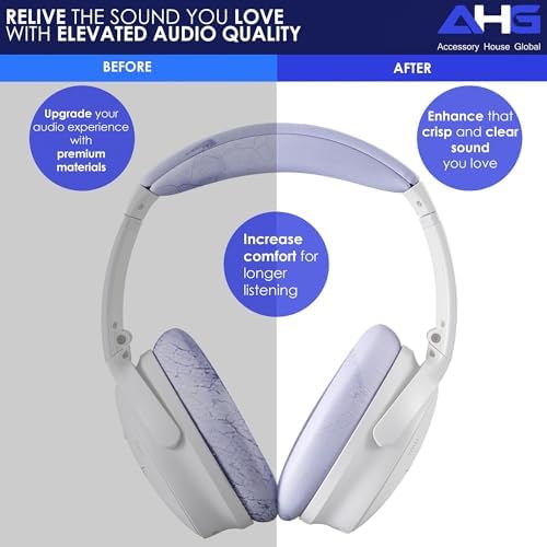 Ultimate Comfort Upgrade Kit: Premium Replacement Ear Pads & Headband Cushions for Bose Quiet Comfort 2023 Models (QC45, QCSE, QC35 II) – Easy DIY Installation in Elegant White Smoke for Superior Sound Quality and Long-lasting Durability