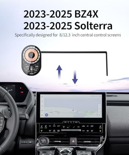 Wireless Charging car Phone Holder for Toyota BZ4X 2023-2025/Subaru Solterra 2023-2025 Accessories 8/12.3 inch Screen Fixed Clip,360° Rotation car Phone Mount Compatible with MagSafe – Enhanced Compatibility and Speed