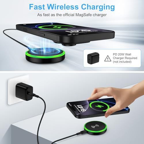 15 W Magnetic Wireless Charger with Kickstand – Fast Charging Pad for i Phone 16/15/14/13/12 & Samsung Galaxy S25/S24/S23 – Portable, High-Efficiency Charging Station for Android and Google Pixel 9 Series – Optimal Performance & Enhanced Compatibility for On-the-Go Charging