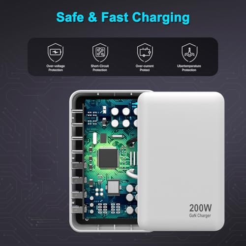 Revolutionary 240 W Ga N USB C Charging Station – 8-Port Fast Charger with PD100 W for Seamless Device Compatibility – Ideal Power Adapter for Mac Book Pro/Air, i Phone, Samsung, and Google – Compact Multi-Device Charging Hub for Enhanced Performance and Portability