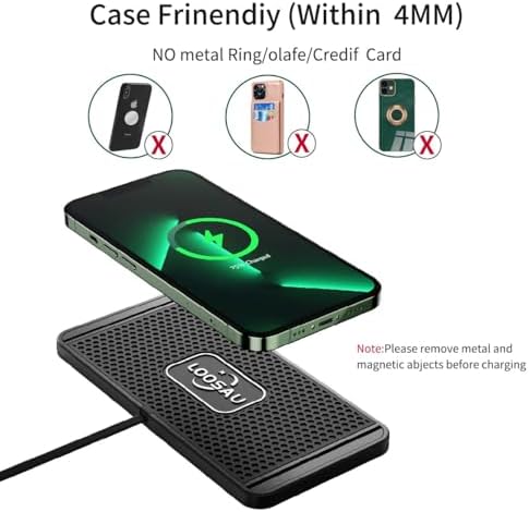 LOOSAU 15 W Fast Wireless Car Charger Pad – Non-Slip Charging Solution for i Phone 11-16 Pro Max, Samsung Galaxy S20/S10+/Note 9, and LG Devices – Effortless Power-Up with Intelligent Safety Features and Universal Mounting for All Vehicles