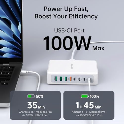 Revolutionary 2025 260 W USB C Charging Hub – 8-Port Ga N III Fast Charger for Mac Book Pro/Air, Dell XPS, i Pad Pro, i Phone 16/15, Galaxy S25 – Unmatched Speed & Universal Compatibility for All Devices