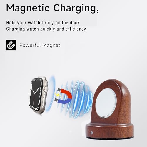 Sleek Wooden Nightstand Organizer with 4-in-1 Wireless Charging Station for i Phone & Android, Fast 27 W Charger for Apple Watch and Air Pods, Stylish Wallet & Key Holder – Perfect Gift for Men and Tech Lovers