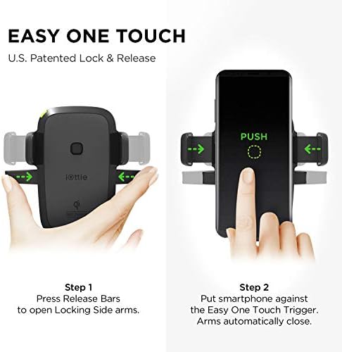 i Ottie Easy One Touch Wireless 2 Qi Dashboard Phone Mount & Car Charger – Effortless Smartphone Accessibility and Charge Efficiency for i Phone, Samsung Galaxy, Huawei, LG – Streamlined Driving Experience with Enhanced Safety Features and Adjustable Viewing Angles