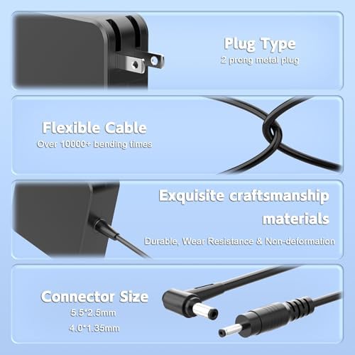 65 W Universal Laptop Charger for Asus Models – Fast Charging Compatibility with Q551, X551, X555, U56 & More – Reliable Power Supply with Safety Features for Enhanced Device Performance – Perfect Replacement for ADP-45 BW, PA-1650-78 & More – 365 Days Customer Support Included