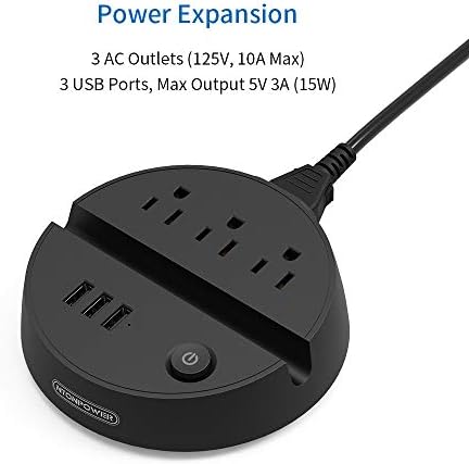 NTONPOWER Versatile Nightstand Power Strip with USB – 3 AC Outlets and 3 USB Ports, 5 ft Extension Cord with Energy-Saving Switch and Device Holder for Home, Office, and Travel Essentials (White) – Streamlined Charging Solution for Multiple Devices