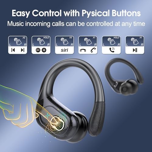 Ultimate Bluetooth 5.4 Wireless Earbuds with 75-Hour Playtime – Ergonomic Deep Bass Sport Headphones with IPX7 Waterproof Rating for Active Lifestyles, Advanced ENC Noise Cancelling Mic for Superior Call Clarity – Ideal for Fitness and Outdoor Activities