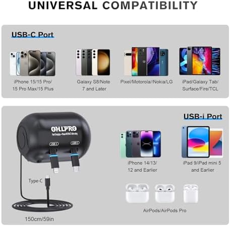 OHLPRO 45 W Dual-Port Backseat Charger Station – Fast Charging Solution for Uber & Lyft Passengers, Retractable Multi-Device Charger for i Phone, Samsung, Tablets – Enhance Travel Convenience & Connectivity