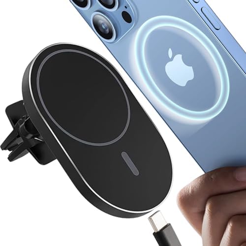 Magnetic Wireless Car Charger & Holder for i Phone 16/15/14/13/12 & Qi-Enabled Android – Stellar 360° Rotation, Fast Type C Power, Secure Magnetic Grip, Effortless Navigation & Connectivity, Sleek Black Design for Ultimate Convenience