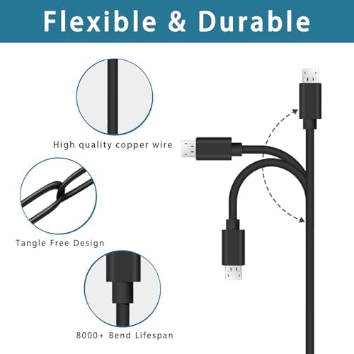 High-Speed Micro USB Charger for Barnes & Noble Nook Glow Light 3/Plus – 10 W Fast Charging Cable with 5 FT Length for Uninterrupted Reading – Durable Design for Daily Use and Enhanced Compatibility