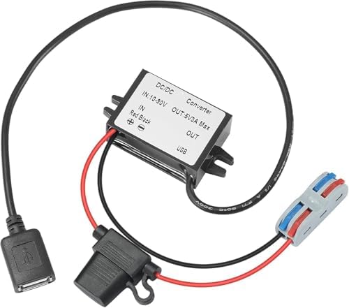 High-Efficiency Waterproof Dual USB DC/DC Adapter – 12/24 V to 5 V Converter with 3 A Output, Integrated Safety Fuse, and Compact Design for Reliable Vehicle Power Solutions and Outdoor Charging Needs