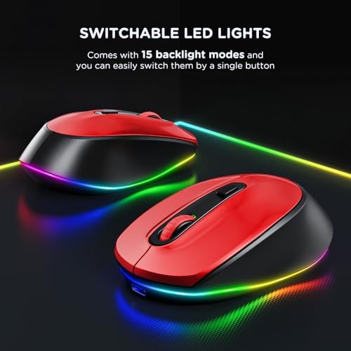 seenda Rechargeable Wireless Mouse with LED Rainbow Lights – Ergonomic, Quiet Click Design for Laptops, PCs, and Chromebooks – Perfect for Kids and Professionals Alike – Portable Purple Accessory for Enhanced Productivity and Style