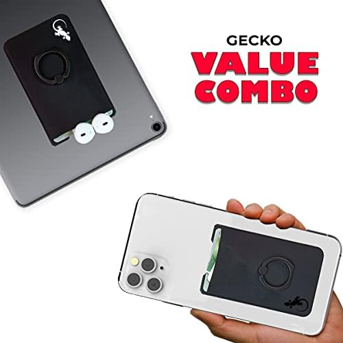 Gecko Universal Phone Ring Wallet – 360° Swivel Grip with Strong Adhesive for Credit Cards and Cash – Enhanced Stability and Comfort for Selfies, Videos, and Everyday Use – Compatible with All Cell Phone Models – Durable, Magnetic Mount Ready – Gray Finish – 90-Day Satisfaction Guarantee