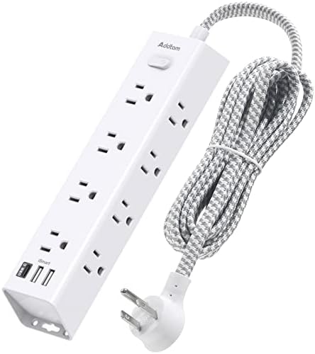 10-Foot Power Strip Surge Protector with 12 Outlets & 3 USB Ports – Wall-Mountable Extension Cord for Optimal Device Charging in Dorm Rooms, Offices, and Homes – 1050 J Overload Protection for Enhanced Safety and Efficiency – Sleek Black Design for Clutter-Free Use