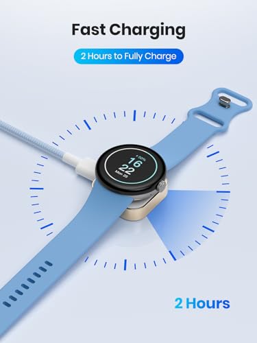 LVFAN Premium Charging Cable for Google Pixel Watch 3 & Fitbit Versa 4/Sense 2 – Ultra-Durable Nylon Braided Design for Rapid Charging and Travel-Ready Convenience – Essential Smartwatch Power Solution for Optimal Performance and Reliability