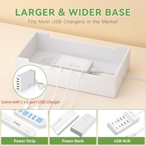 Pezin & Hulin Premium Cable Management Box – Multi-Device Charging Station with 5-Port Adapter & 6 Versatile Cables – Elegant Natural & Black Design for Seamless Organization and Clutter-Free Living – Ideal for Home Offices and Modern Spaces