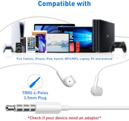 Ultra-Lightweight Wired Earbuds with Built-In Microphone and Volume Control – Premium Sound Quality In-Ear Headphones for Mac, i Phone, Android, and Gaming – Perfect Noise Isolation for Students and Music Enthusiasts