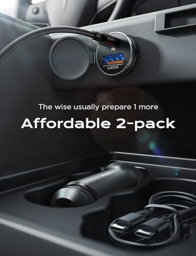 LISEN High-Speed Dual Port Car Charger for i Phone 16 and Samsung S25 Ultra – 54 W Turbo USB C Adapter with 99% Alloy Durability – Enhanced Fast Charging Solution for All Modern Devices – Dual Pack Convenience for Road Warriors