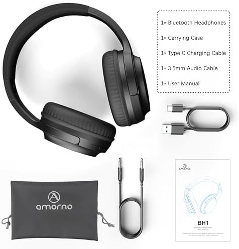 Transform Your Listening Journey with AMORNO Wireless Over-Ear Bluetooth Headphones – 68-Hour Playtime, Superior Hi-Fi Sound, and Ergonomic Foldable Design for Ultimate Portability (White) – Ideal for Music Lovers and Professionals on the Go
