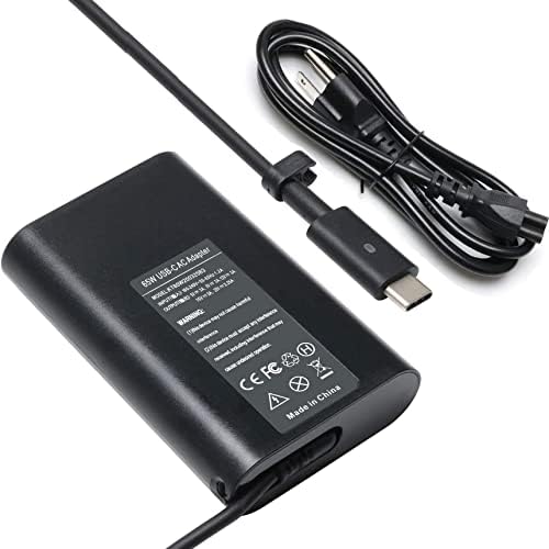 65 W USB-C Power Adapter for Dell XPS & Latitude Laptops – High-Speed Charging, Universal Compatibility with Advanced Safety Features, Ideal for Models 9350, 9360, 9370, 7380, and More – Perfect for Home, Office, and Travel Use – Durable, Lightweight Design with 1-Year Warranty and 24/7 Support