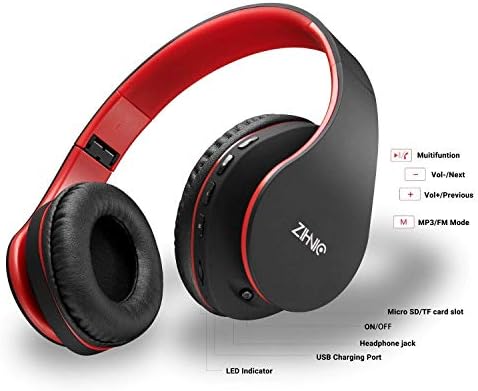 ZIHNIC Bluetooth Over-Ear Headphones – Premium Foldable, Noise-Cancelling Wireless & Wired Headset with Micro SD/TF Card Support and FM Radio – Lightweight Comfort & Superior Sound Quality for Uninterrupted Listening on Mobile Devices and PCs (Black)