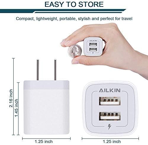 5-Pack Dual Port USB Wall Charger – Fast Charging Power Adapter Cube for i Phone 16, Samsung Galaxy, and More – Compact Travel Brick with Safety Features for Quick Device Charging and Enhanced Compatibility – Ideal for Home and On-the-Go Use