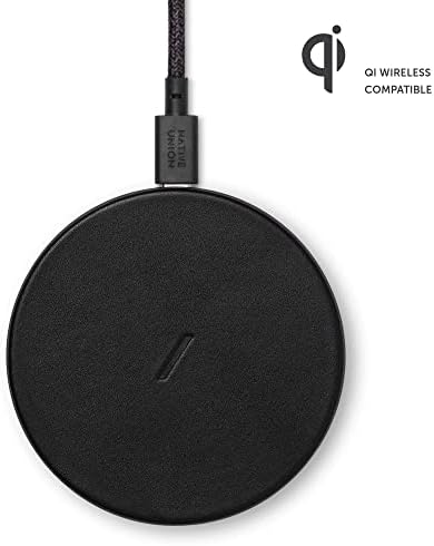 Luxury Italian Leather Wireless Charger – Native Union High-Speed Qi Certified Pad for i Phone 12/11 Series – Elegant Tan Charging Station with Enhanced Compatibility and Style – Perfect for Home or Office Use