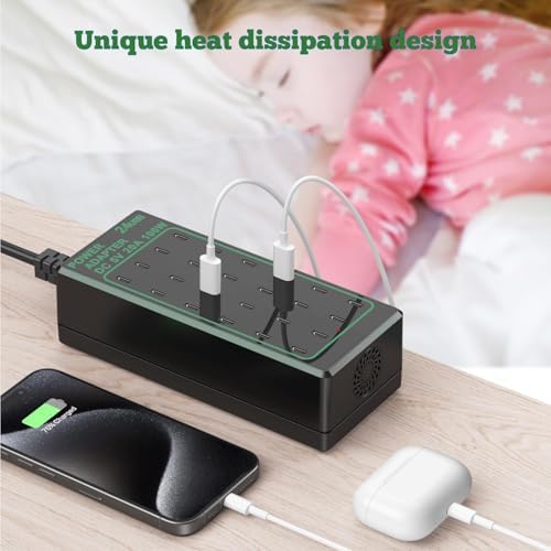 Maximize Efficiency with the 24-Port 100 W USB C Fast Charging Hub – Multi-Device Power Adapter for Home & Travel – Compatible with i Phone, Samsung, Google & More – Ultimate Solution for Clutter-Free Charging – Enhanced Safety Features & High-Quality Design
