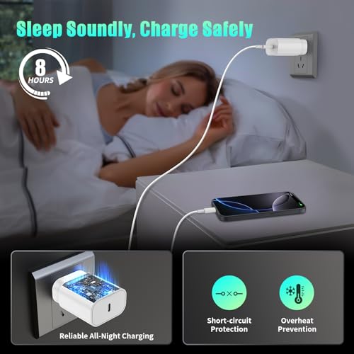 30 W USB-C Fast Charger for i Phone 16 & 15 Pro Max – Premium 6+10 ft Cable Included – High-Efficiency Power Adapter for i Pad Pro, Air & Mini – Compact, Portable Design for Maximum Convenience and Versatile Compatibility – Rapid Charging Solution for Mobile Productivity