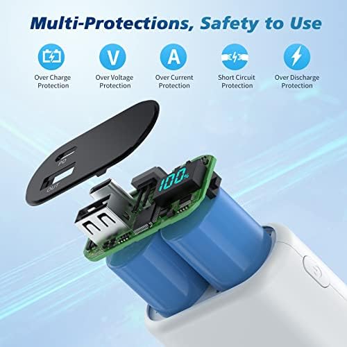 Compact 10800 m Ah Portable Charger with Built-in USB-C Cable – Fast PD 3 A Power Bank for Samsung Galaxy S22/S21, Note, Moto, and LG – LCD Display for Real-Time Battery Monitoring – Ultimate Solution for Mobile Charging Needs