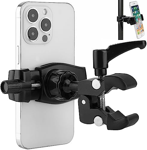 Universal Adjustable Phone Holder for Golf Carts and Microphone Stands – 360° Rotating Aluminum Alloy Mount for 3.5 to 7.5 Inch Smartphones – Perfect Golfing Accessory for Navigation and Entertainment on the Course