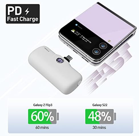 Compact i WALK 4,800 m Ah Portable Charger – High-Speed 18 W PD Power Bank with Built-in USB-C for Seamless Charging of i Phone 15/16/Pro/Max & Samsung Galaxy S25/S24/S23 – Ideal Travel Companion for On-the-Go Power Solutions