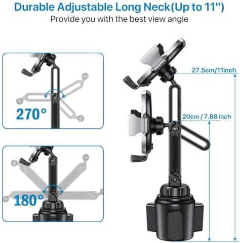 Miracase Adjustable Long Neck Car Cup Phone Holder – Upgraded Universal Smartphone Mount for i Phone, Samsung, and Google – Stylish Pink Design for Enhanced Stability and Easy Access to Navigation and Music – Perfect Vehicle Accessory for Safe Hands-Free Driving