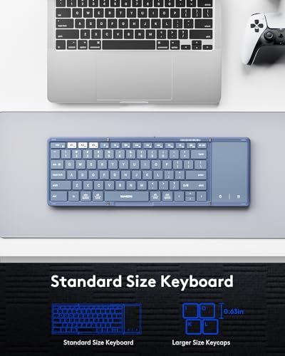 Samsers Portable Foldable Bluetooth Keyboard with Touchpad – Multi-Device Wireless Travel Companion for i OS, Android, Windows & Mac OS – Effortless Workflow with Bluetooth 5.1 and Long Battery Life – Perfect for On-the-Go Professionals