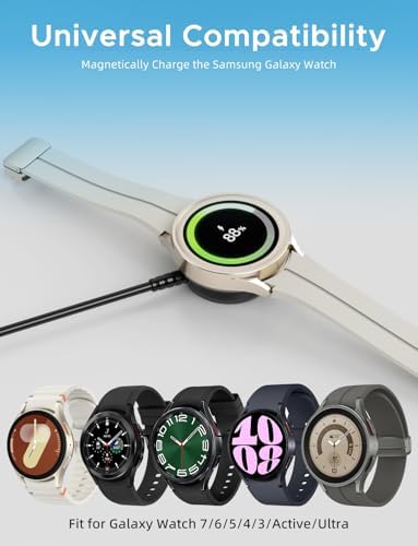 Upgrade Your Charging Experience: 5 FT Dual-Pack Samsung Galaxy Watch Charger – High-Speed USB Cable for Galaxy 7/6/5/4/3/Active Ultra/FE – Durable Design for Maximum Power Efficiency & Versatile Use