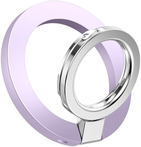 GVIEWIN Magnetic Phone Ring Holder, Compatible with MagSafe Phone Grip with Adjustable Stand, Magnet Phone Ring Kickstand for iPhone 16 Pro Max/Plus/15/14/13/12 Series/Other Phones (Purple) – Enhanced Compatibility and Speed