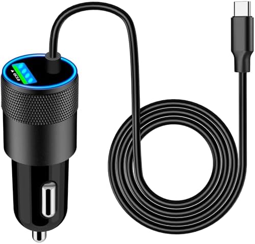 Rombica 105 W MFi Certified Dual USB-C & USB-A Fast Car Charger for i Phone 16 Pro Max – Ultimate Portable Power Solution with 6 FT Coiled Type-C Cable for Rapid Charging on the Go, Perfect for Road Trips and Daily Commuting