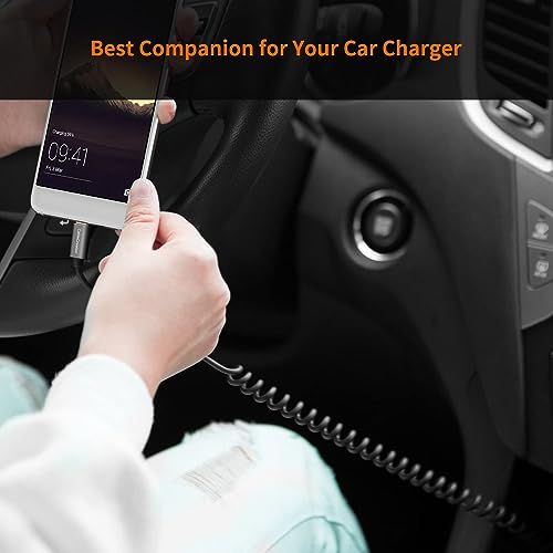 CableCreation Coiled USB C Cable 2Pack, Coiled USB A to USB C Cable for Car Type C Charger Cable for Carplay & Android Auto Compatible with iPhone 16,15, Samsung Galaxy S24 / S23, Pixel, Tablet – Enhanced Compatibility and Speed