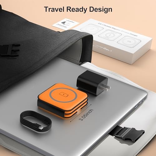 UCOMX Foldable 3-in-1 Wireless Charging Station: Ultimate Travel Charger for i Phone 12-16 Pro Max, Apple Watch Series 3-Ultra, and Air Pods Pro – Rapid Nano Technology for Fast, Safe Charging & Clutter-Free Convenience